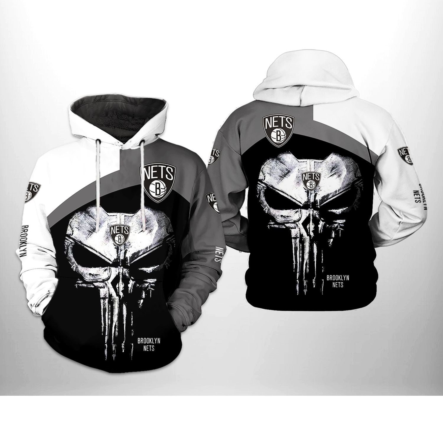 Brooklyn Nets Skull Punisher Hoodie